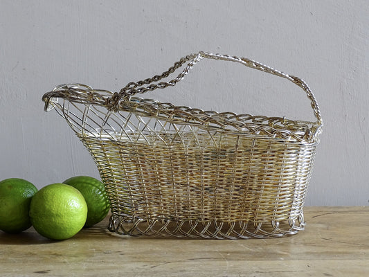 French Vintage Wine Basket with Handle