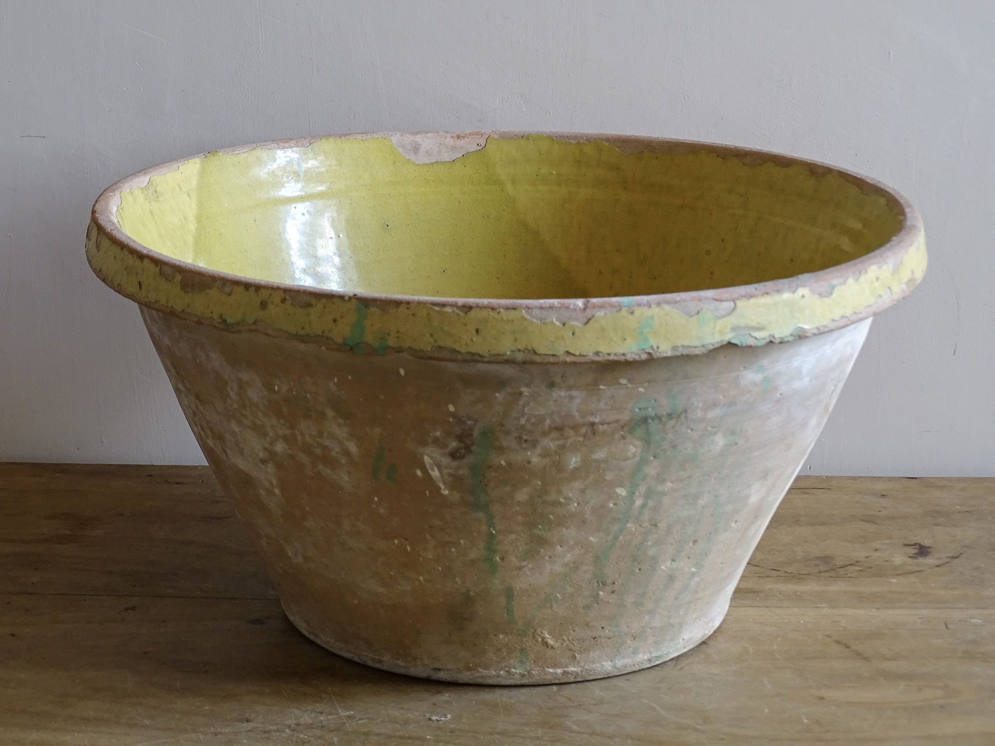 Antique southern French tian bowl with hand-thrown terracotta form