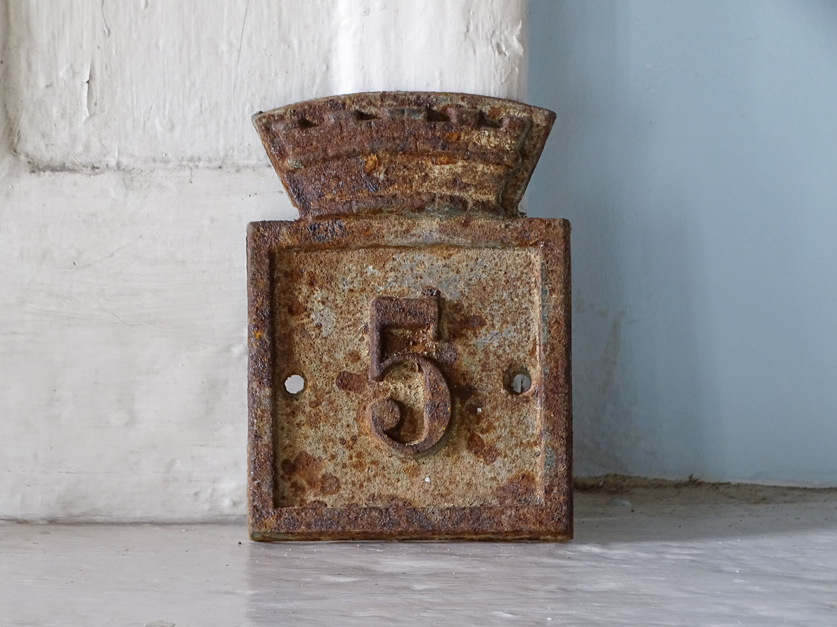 French vintage cast iron door number plaque