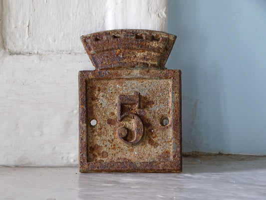 French vintage cast iron door number plaque