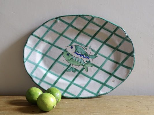 Vintage Italian Vietri SCV hand-painted decorative ceramic platter, c.1946–1950