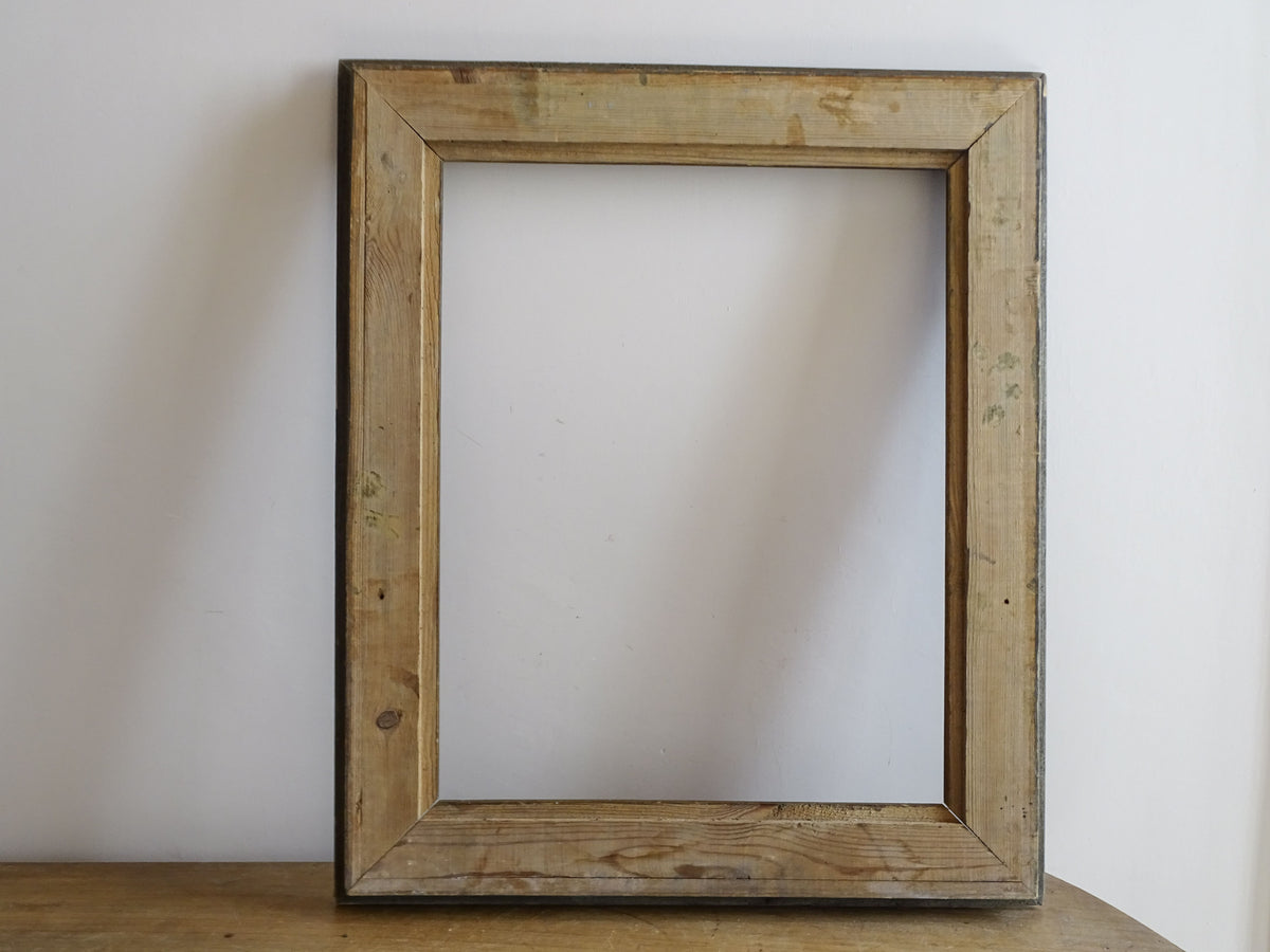 Reverse of 19th-century French antique frame showing original softwood construction and mitred corners