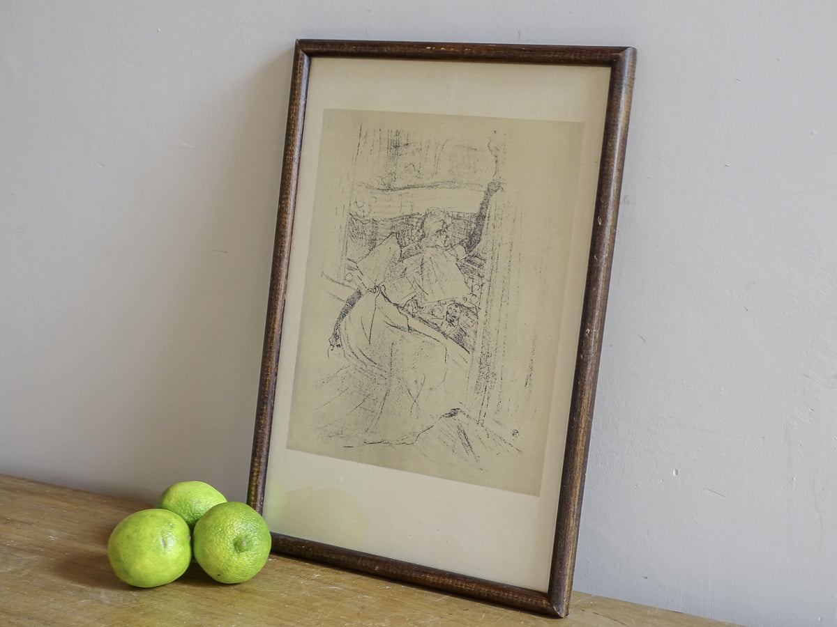 Mid-20th-century print after Henri de Toulouse-Lautrec, Yvette Guilbert Saluant le Public, in vintage French frame