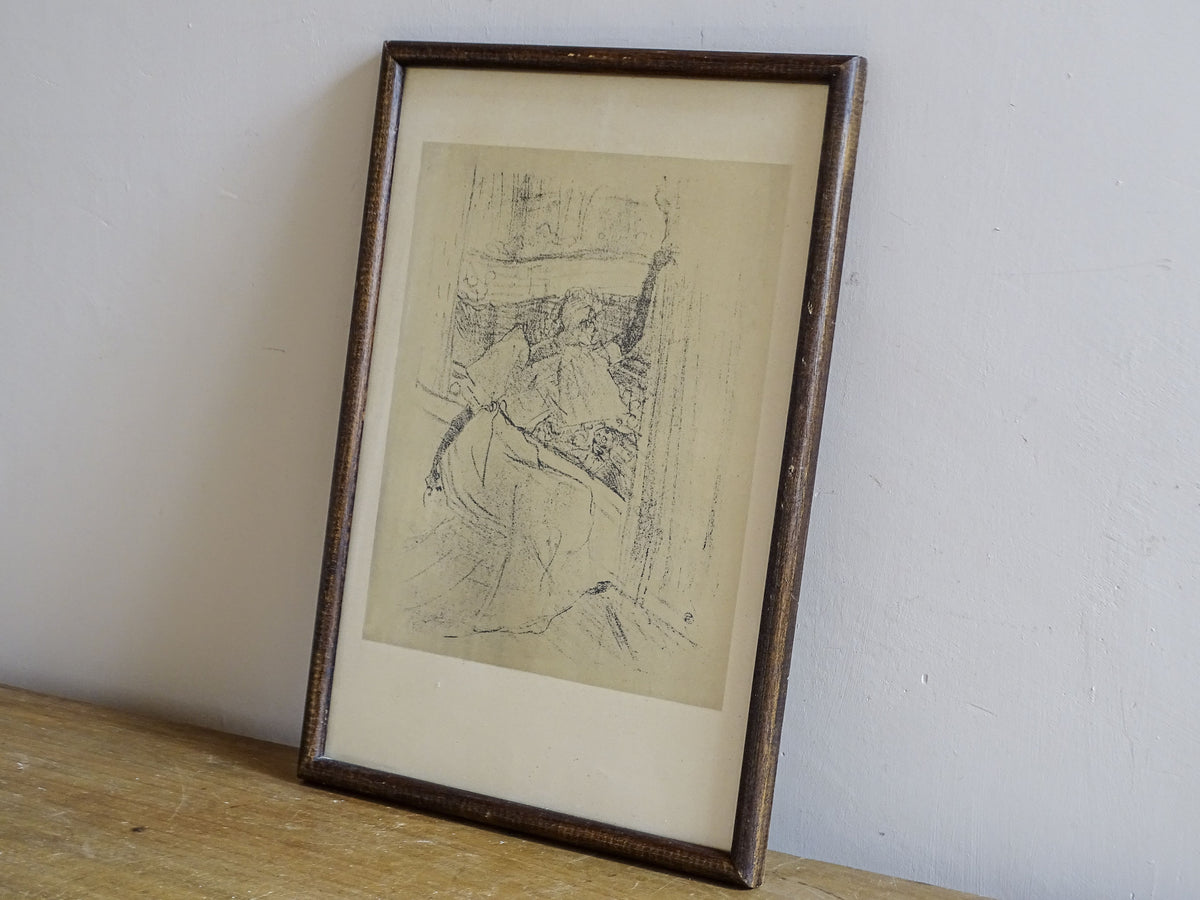 Mid-20th-century print after Henri de Toulouse-Lautrec, Yvette Guilbert Saluant le Public, in vintage French frame