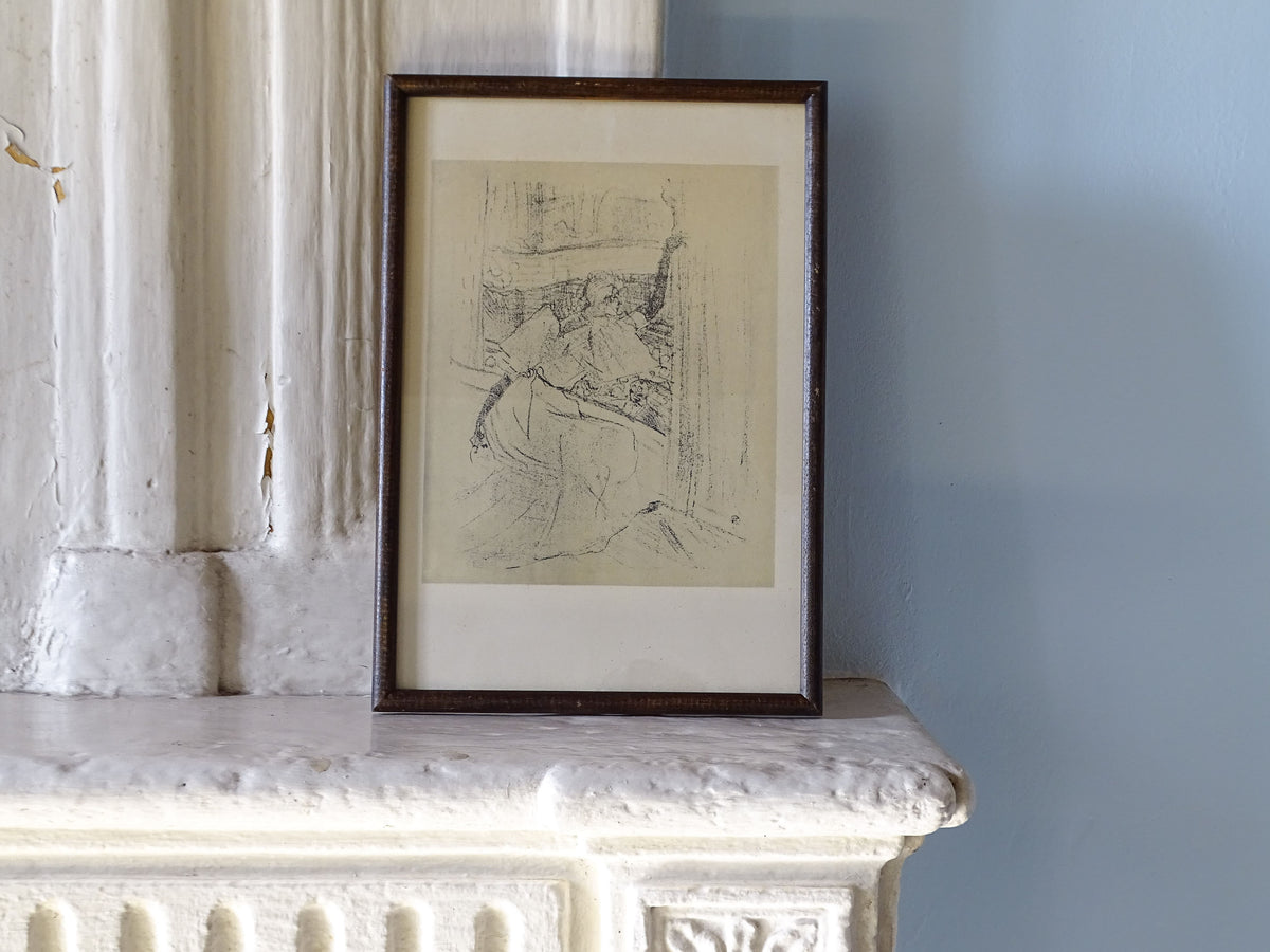 Mid-20th-century print after Henri de Toulouse-Lautrec, Yvette Guilbert Saluant le Public, in vintage French frame