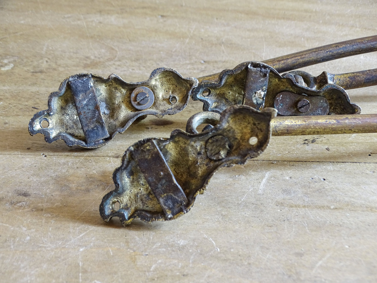  Reverse view of antique French curtain holdbacks showing original wall mounting fittings