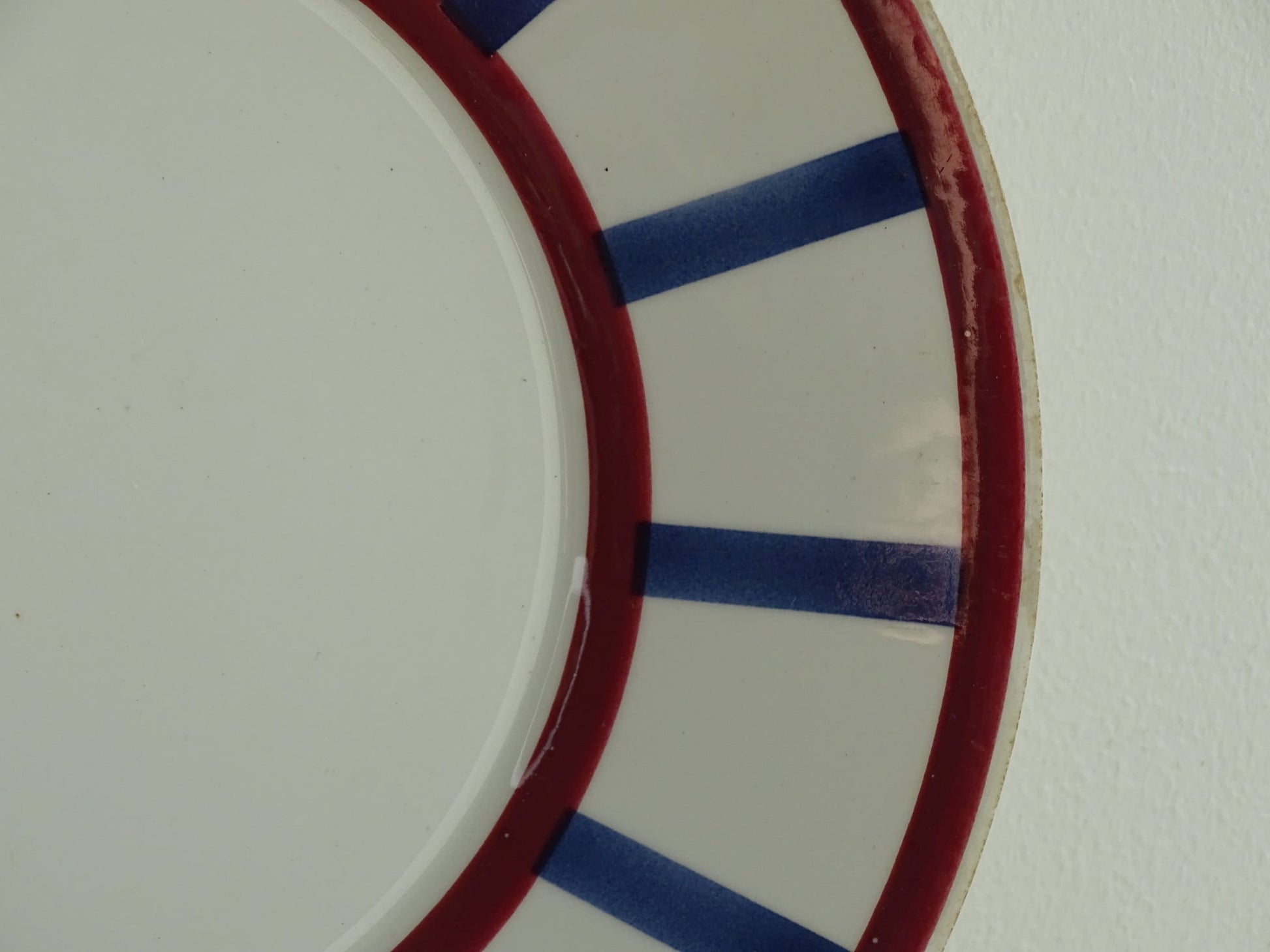 Pair of Antique Basque Side Plates Bearn HBCM with Red and Blue Check