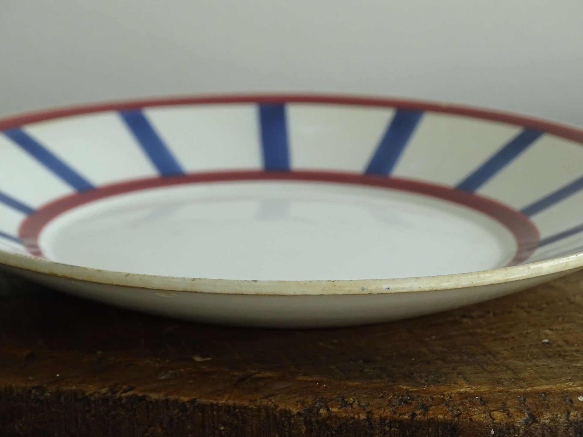 Pair of Antique Basque Side Plates Bearn HBCM with Red and Blue Check