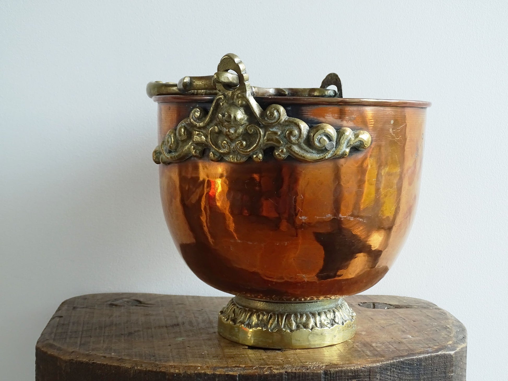 Antique Ornate French Copper and Brass Champagne Bucket