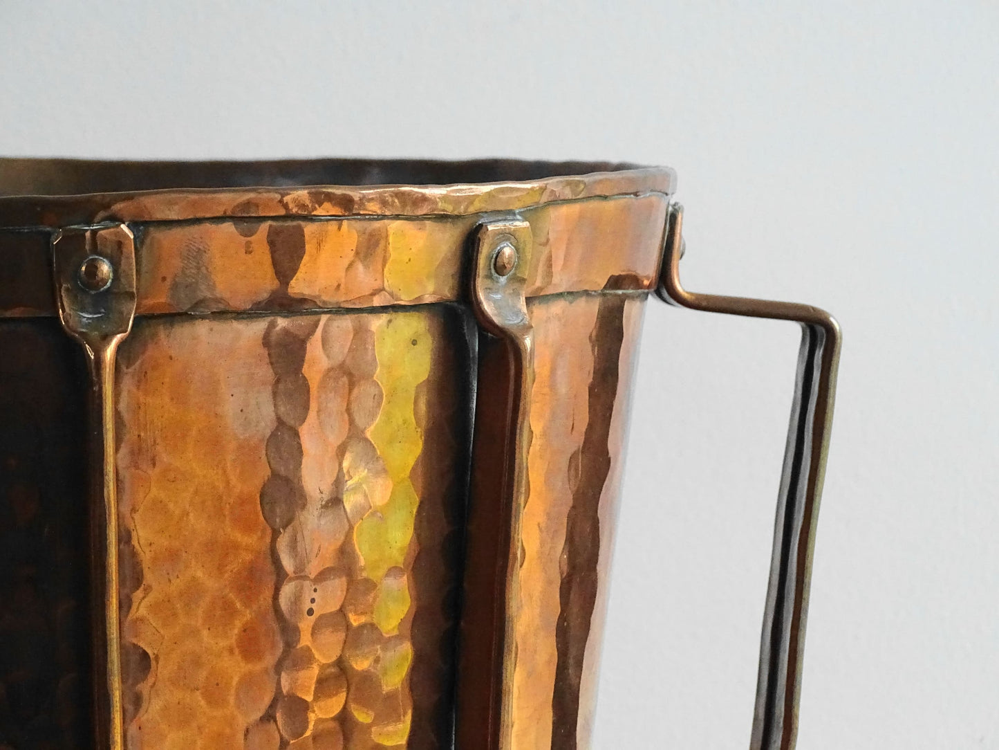 Antique Copper Ferrat from the Auvergne, Antique Copper Water Carrier with Two Handles and Hammered Copper Design