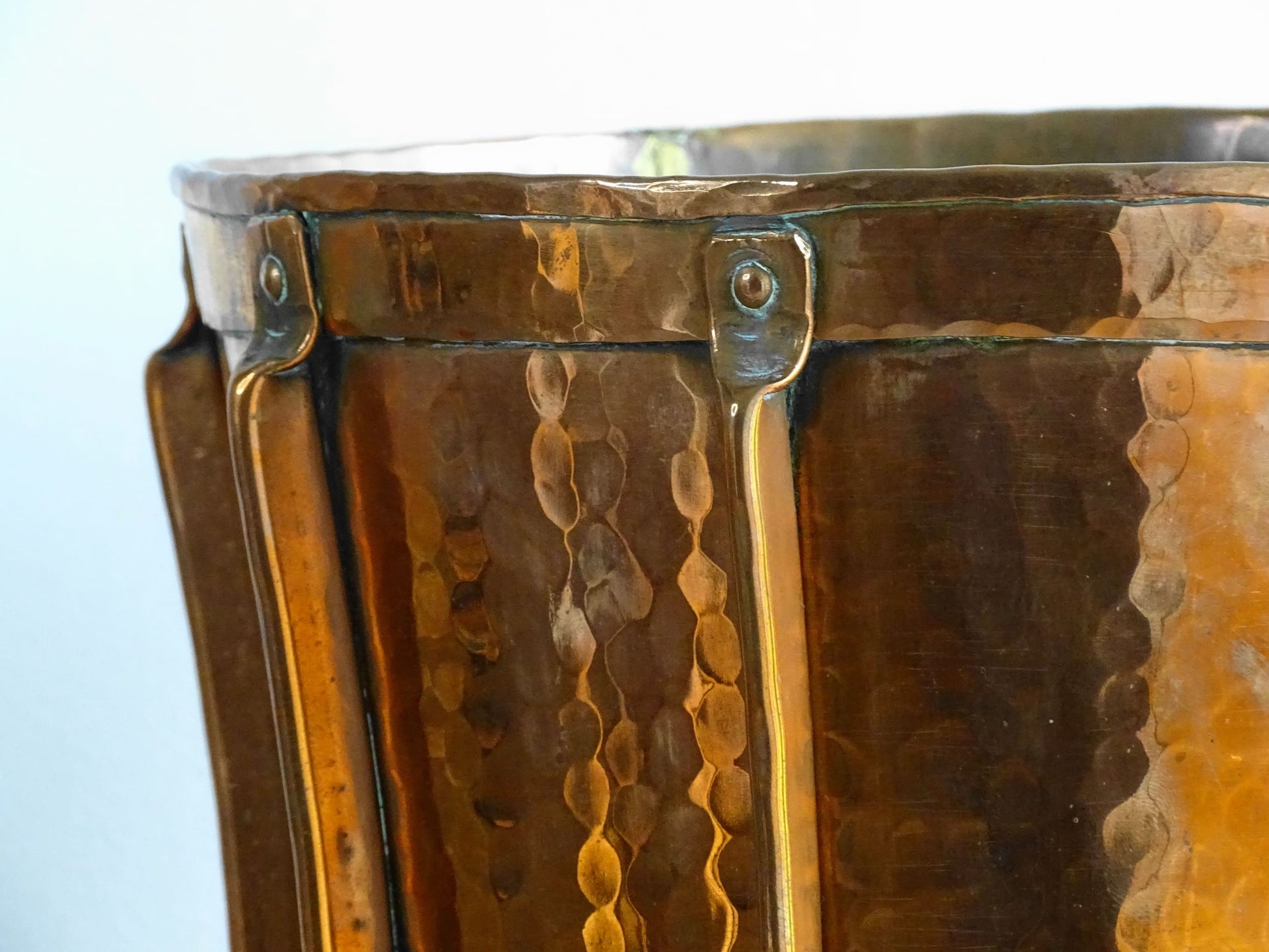 Antique Copper Ferrat from the Auvergne, Antique Copper Water Carrier with Two Handles and Hammered Copper Design