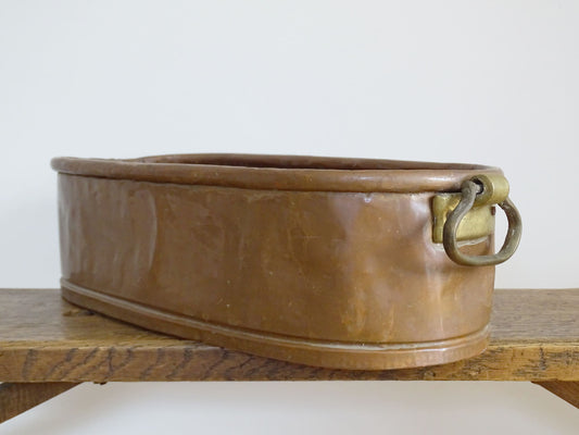 Antique Copper Planter with Brass Handles