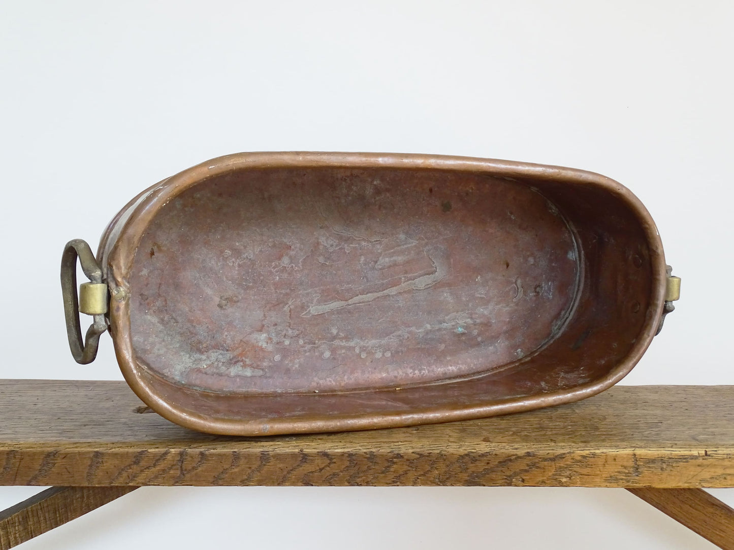 Antique Copper Planter with Brass Handles