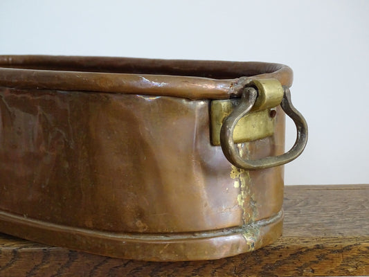 Antique Copper Planter with Brass Handles