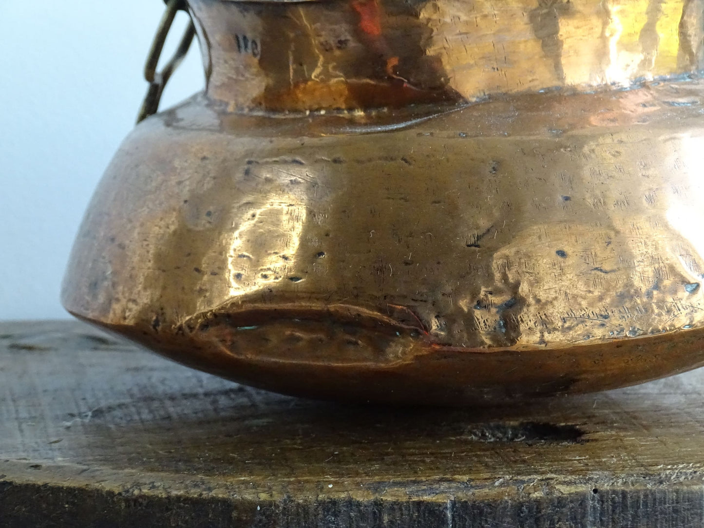 Antique Copper Pot with Handles, Hanging Copper Planter