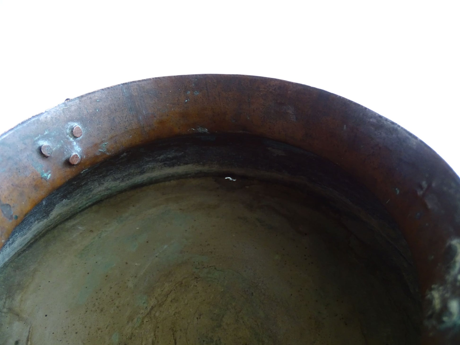 Antique Copper Pot with Handles, Hanging Copper Planter