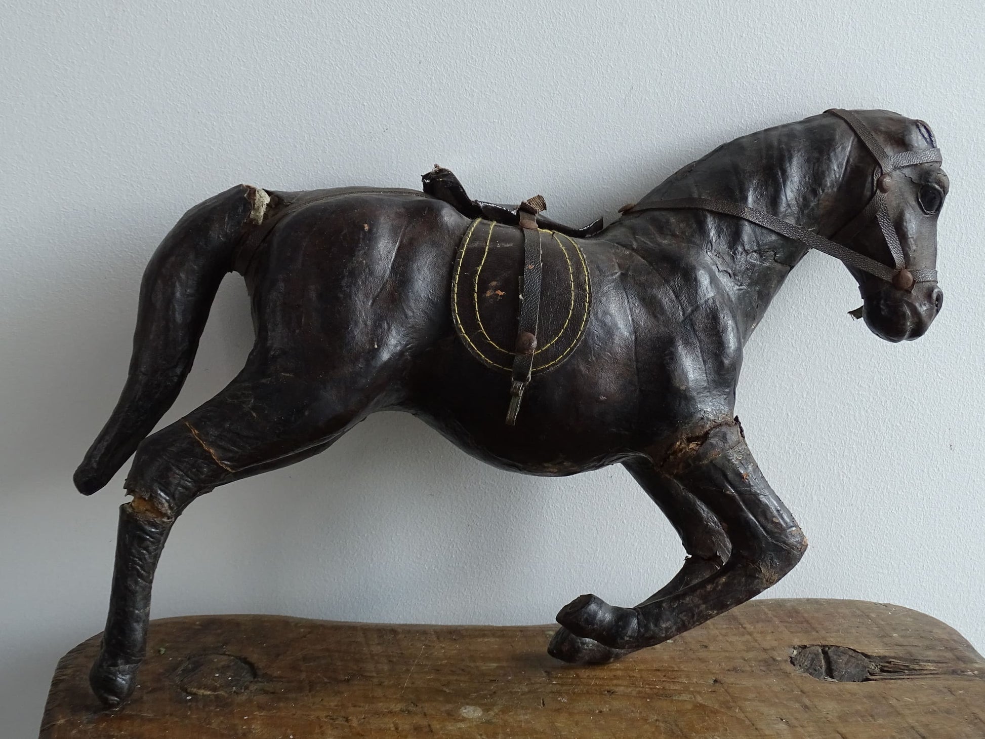 Antique Distressed Leather Horse Ornament