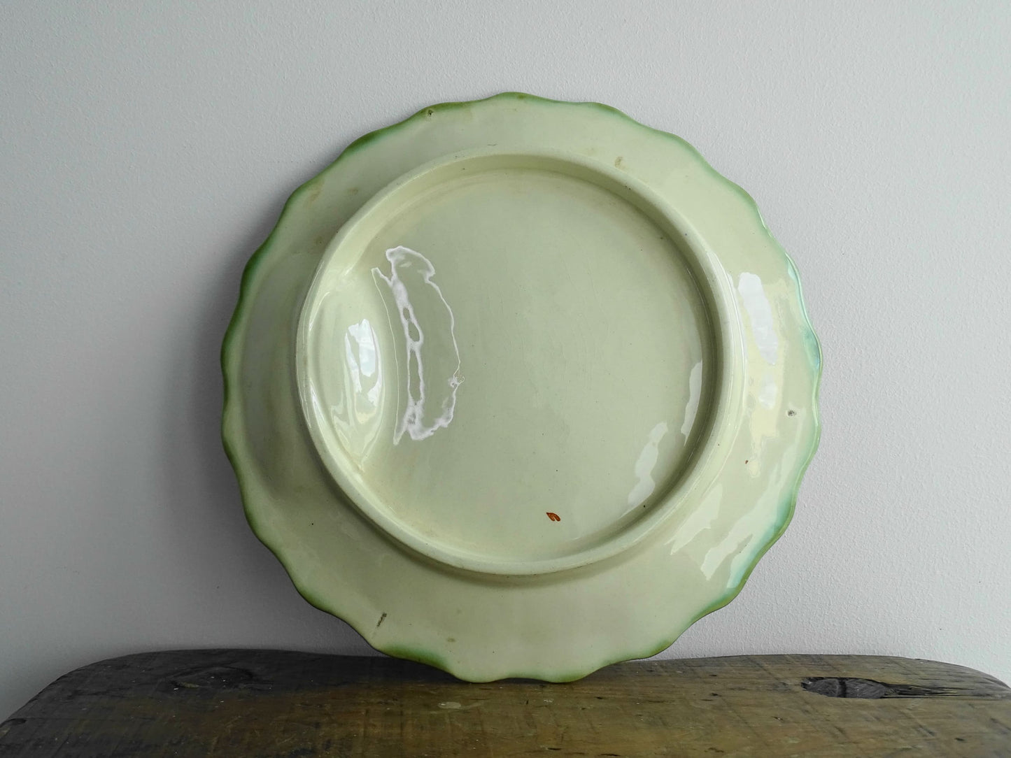 Antique 19th Century French Majolica Artichoke Plate or Green Barbotine Plate 