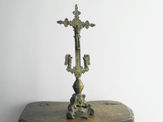 French Antique Brass Altar Cross 18th Century