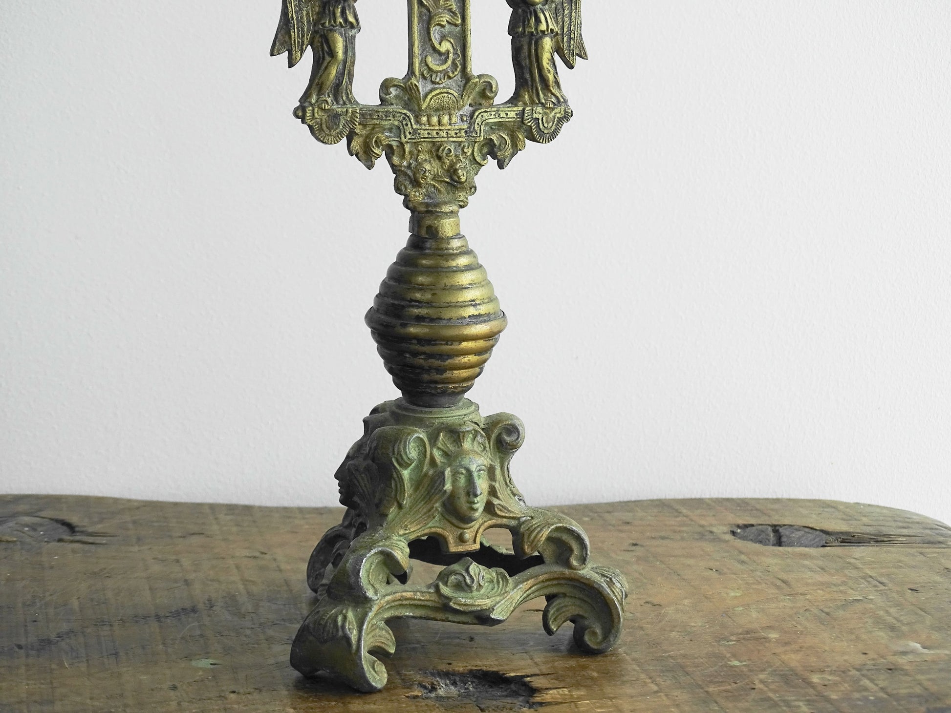 French Antique Brass Altar Cross 18th Century