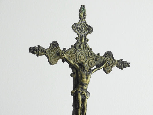 French Antique Brass Altar Cross 18th Century