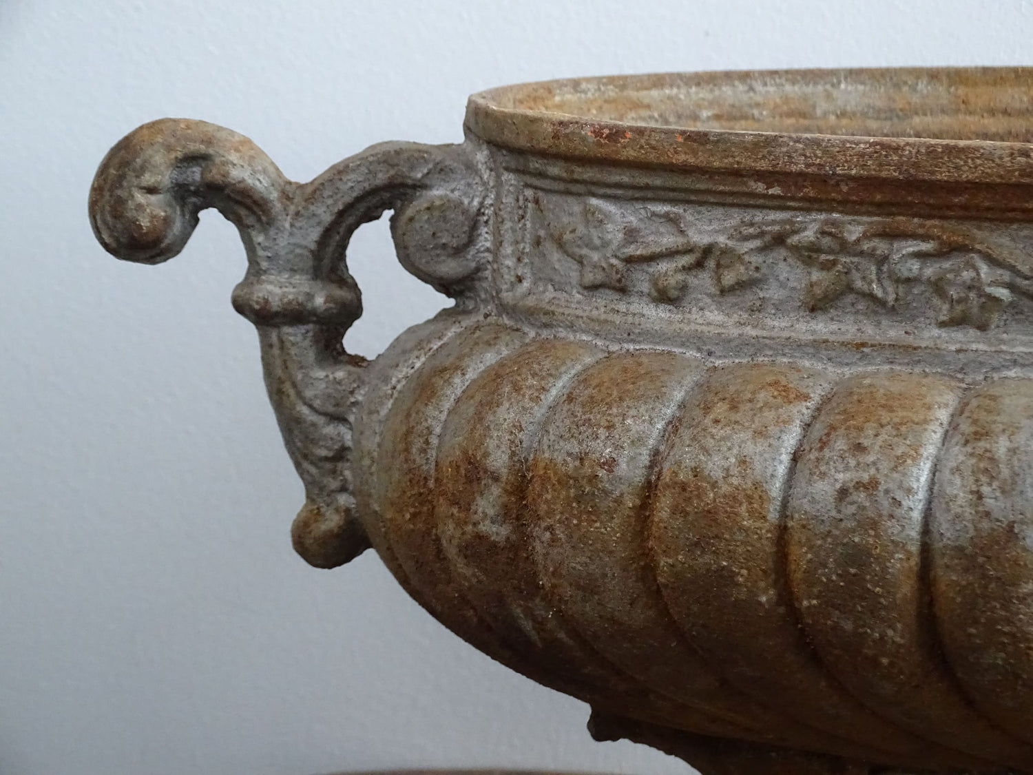 Antique French Cast Iron Planter with Scroll Handles