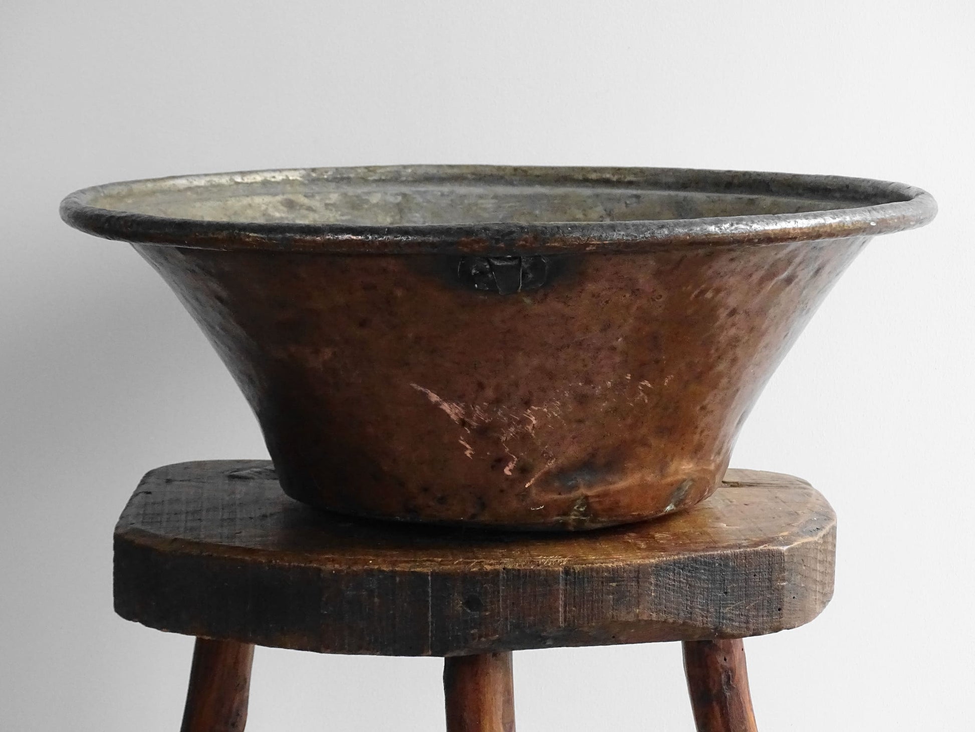 Large Antique French Copper Bowl