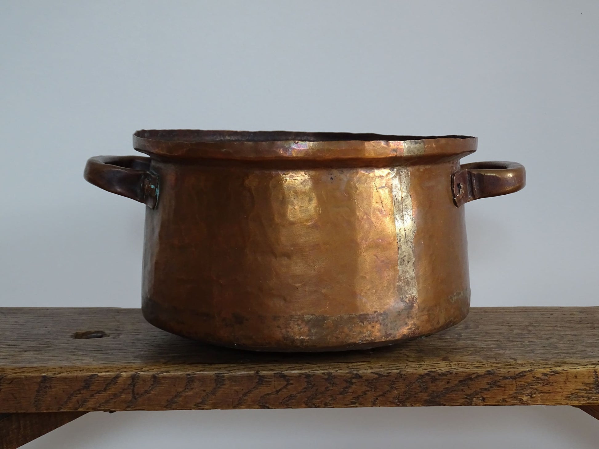 Antique French Copper Cooking Pot with Two Handles