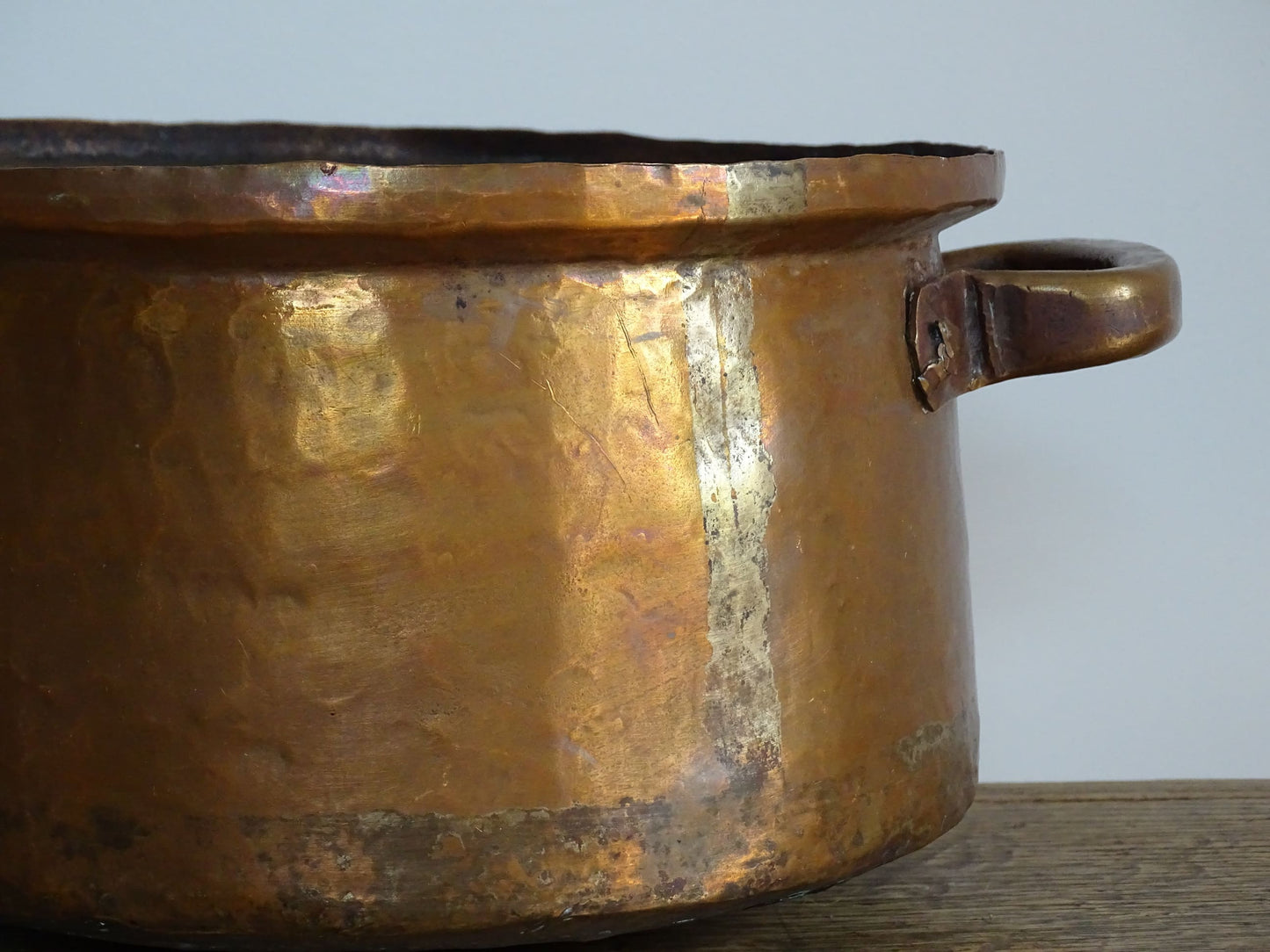 Antique French Copper Cooking Pot with Two Handles