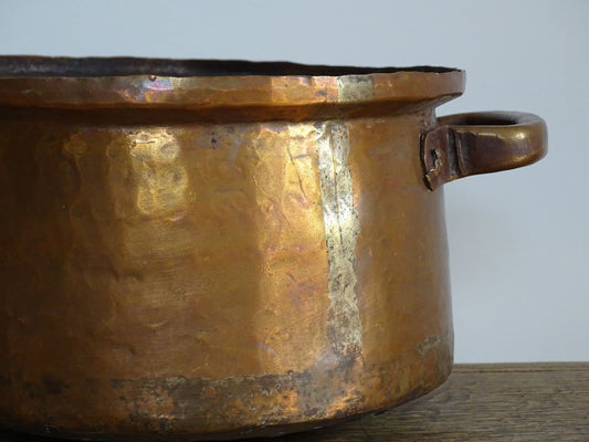 Antique French Copper Cooking Pot with Two Handles