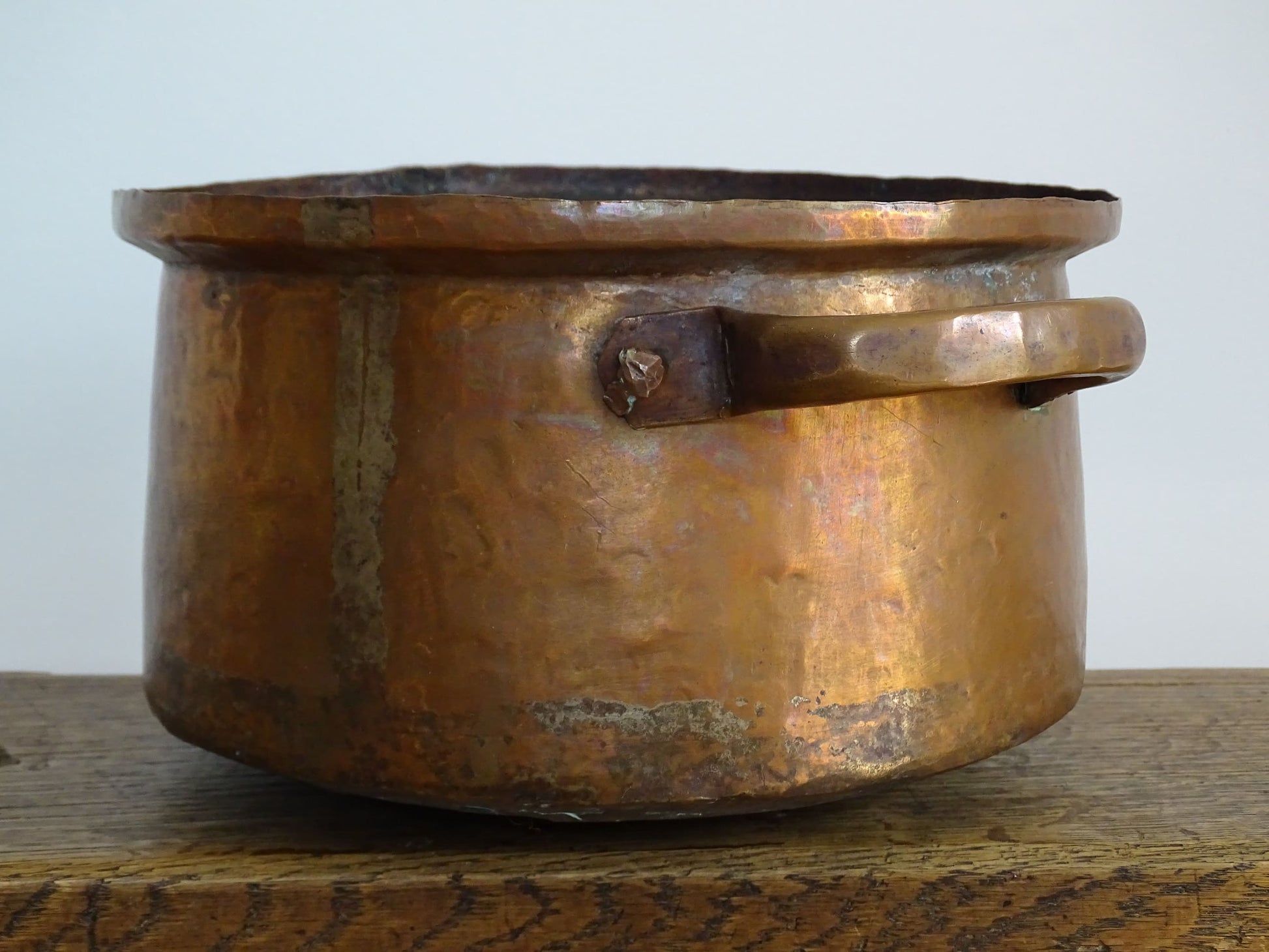 Antique French Copper Cooking Pot with Two Handles