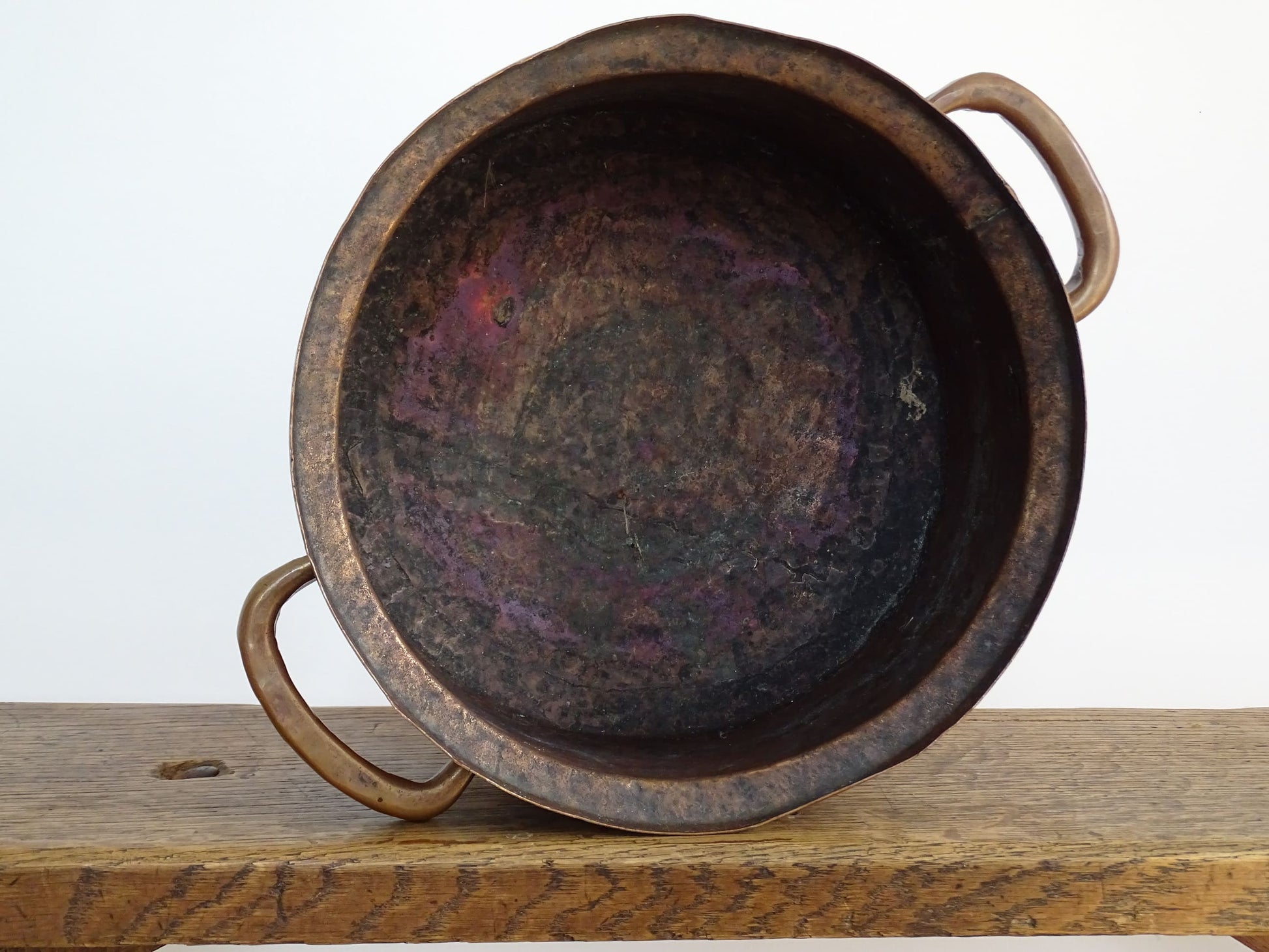 Antique French Copper Cooking Pot with Two Handles