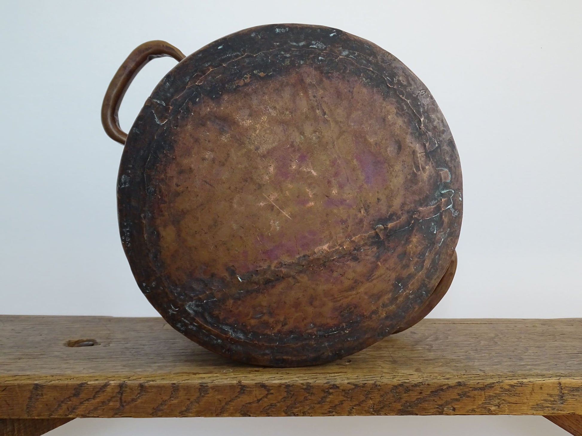 Antique French Copper Cooking Pot with Two Handles