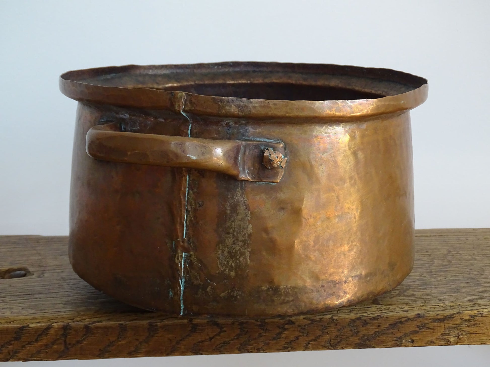 Antique French Copper Cooking Pot with Two Handles