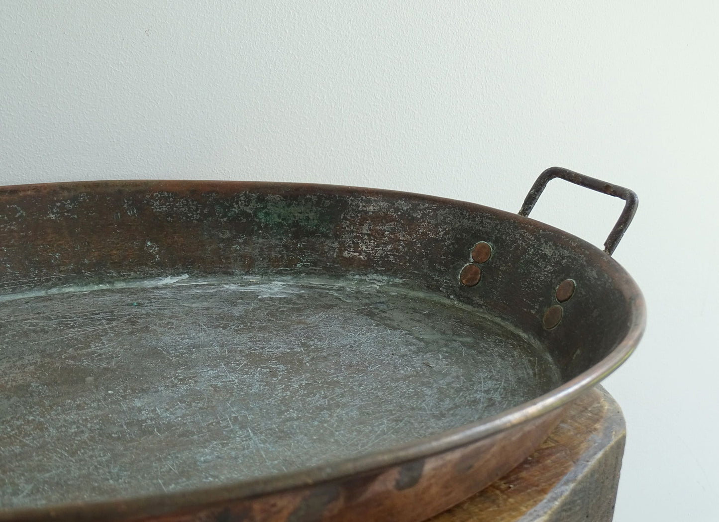 Antique French Oval Copper Gratin Pan with Handles