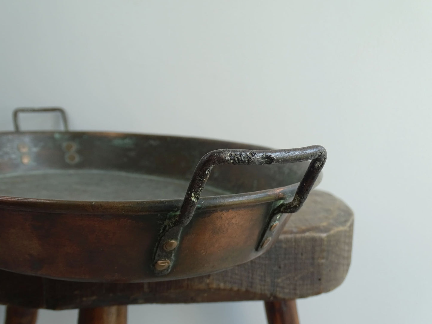 Antique French Oval Copper Gratin Pan with Handles