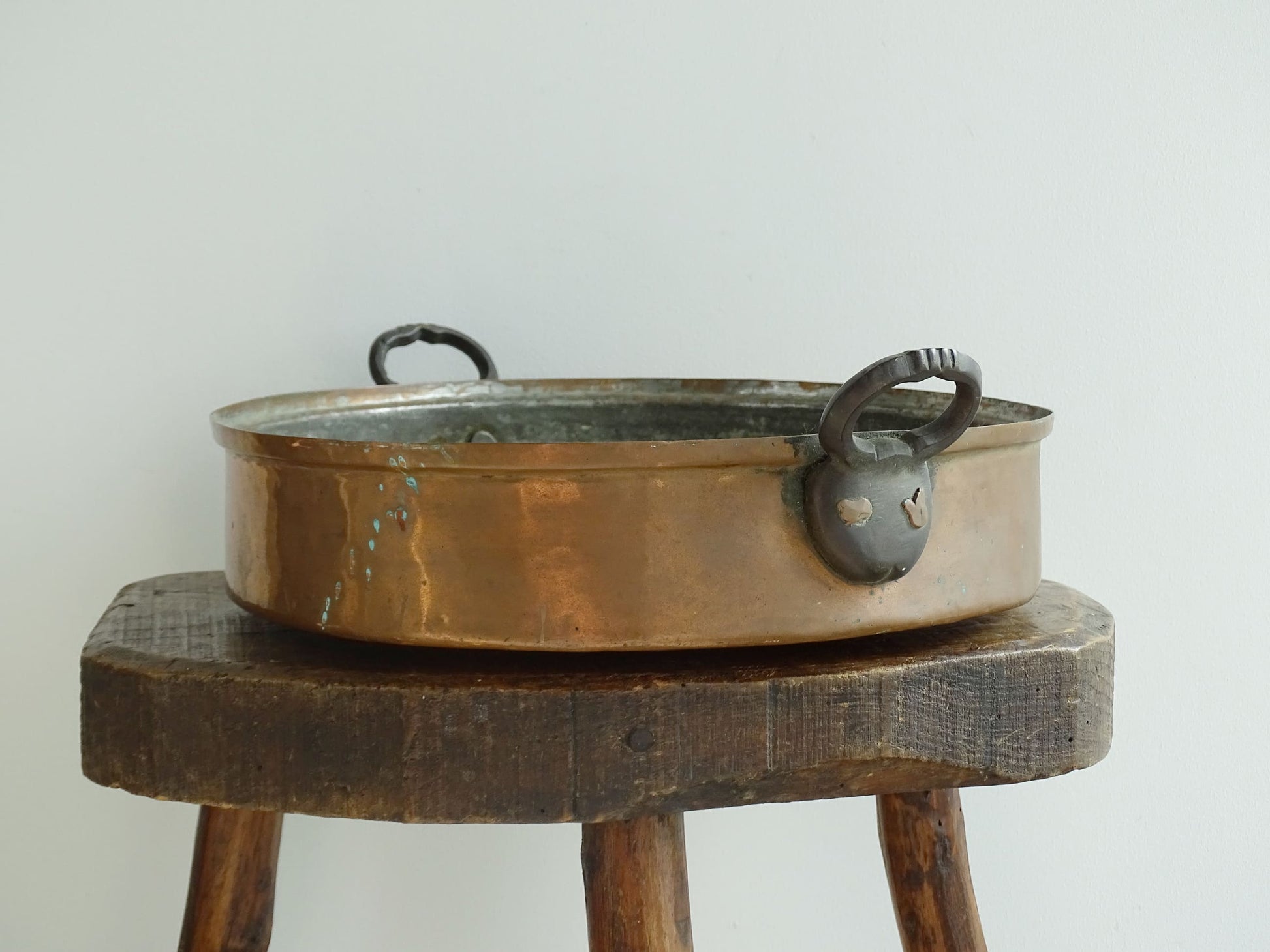 Antique French Copper Gratin Pan with Handles