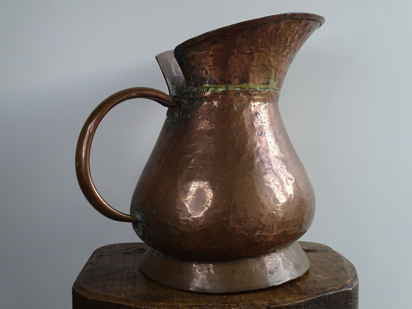 Large French Antique Hammered Copper Pitcher