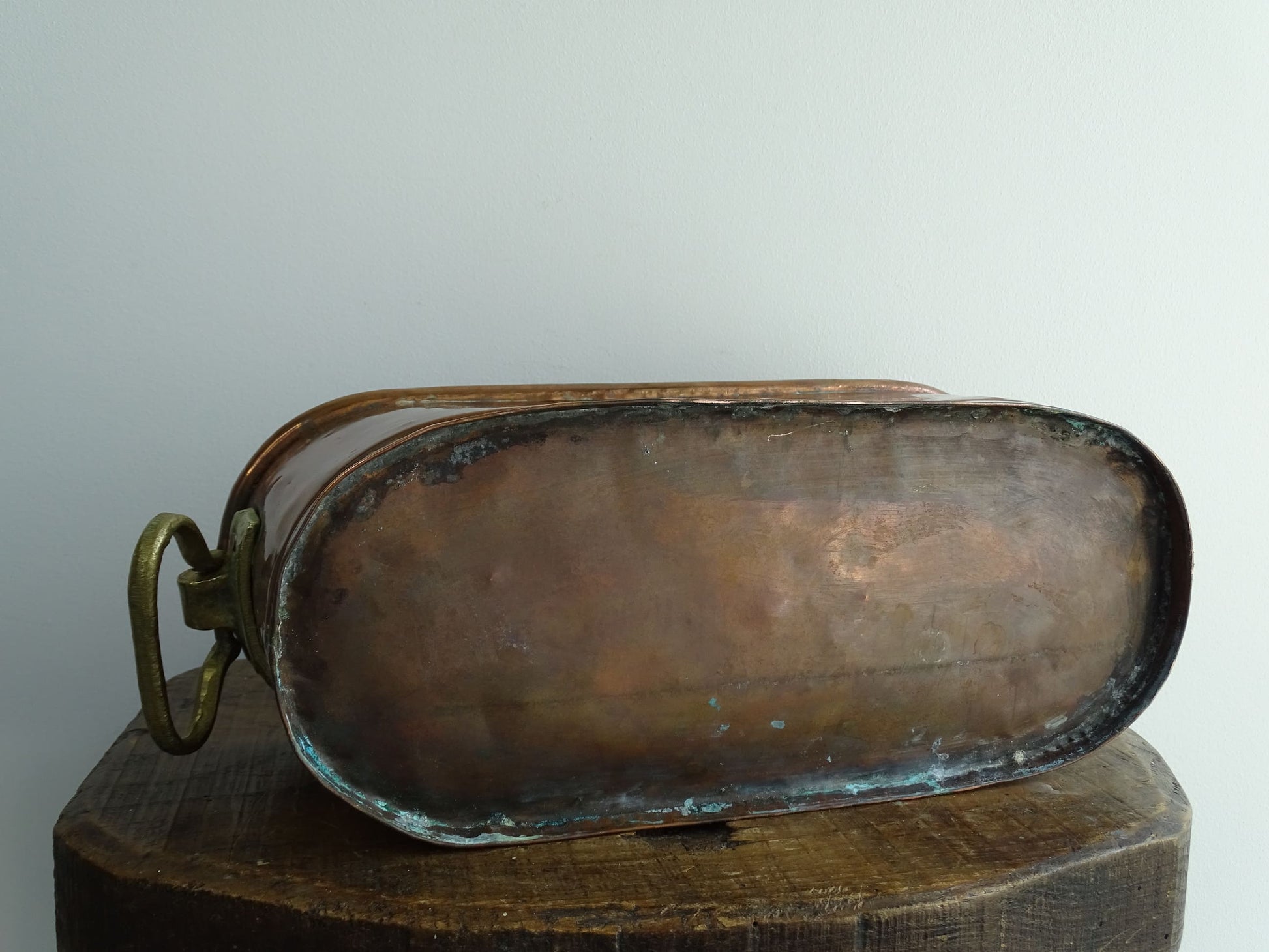 Antique French Copper Planter with Brass Handles 