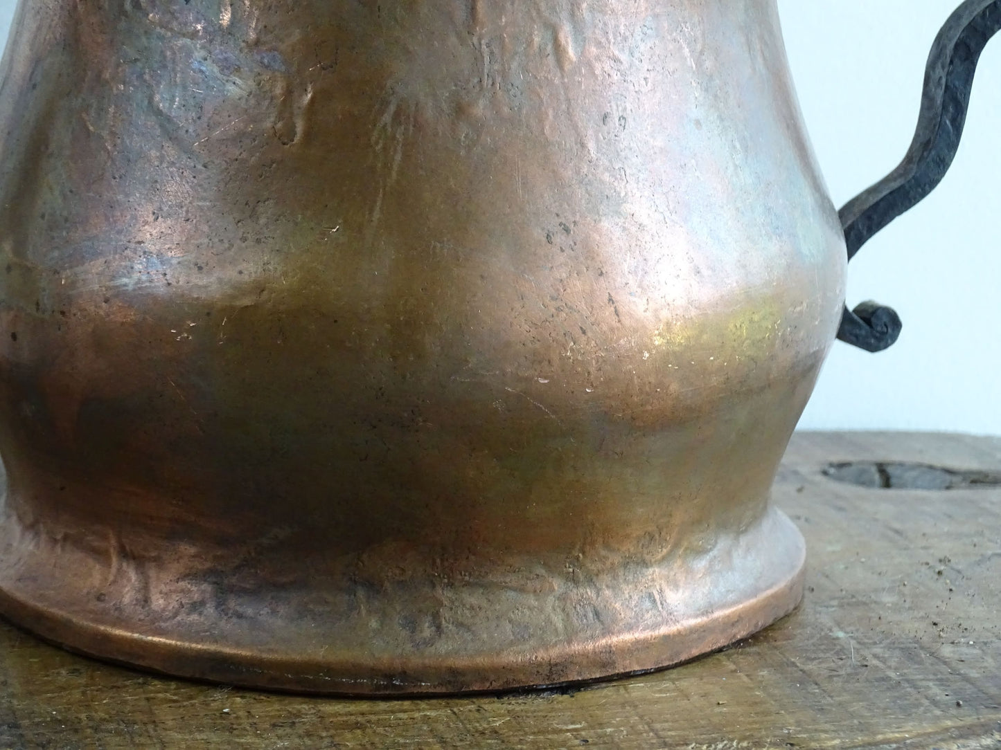 Antique French Copper Pot with Wrought Iron Handles