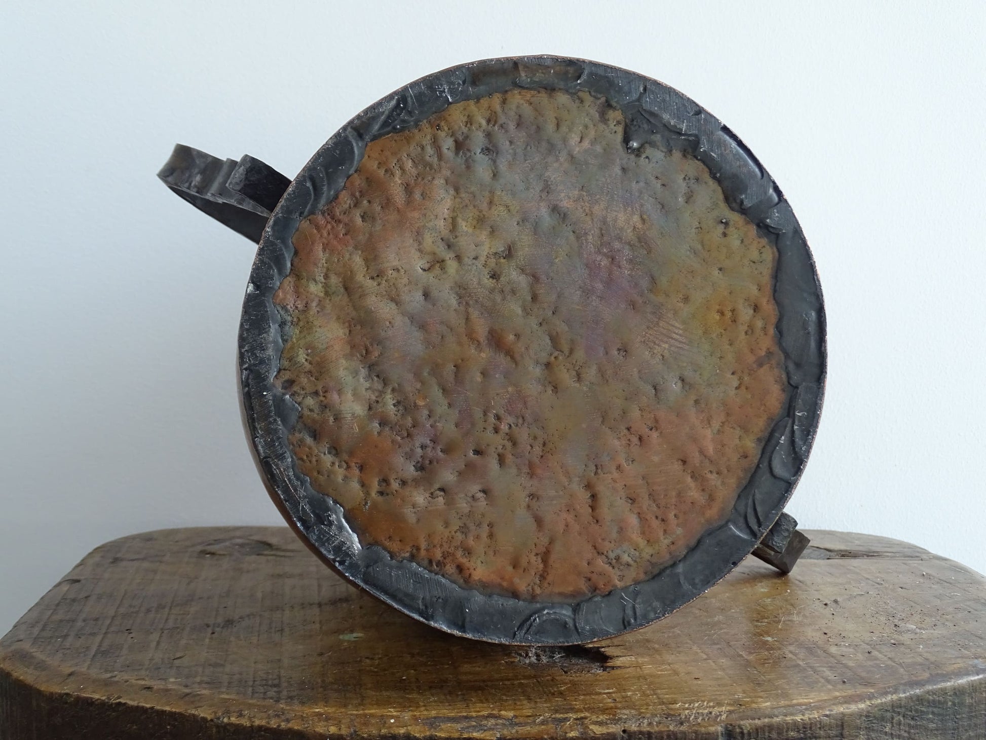 Antique French Copper Pot with Wrought Iron Handles