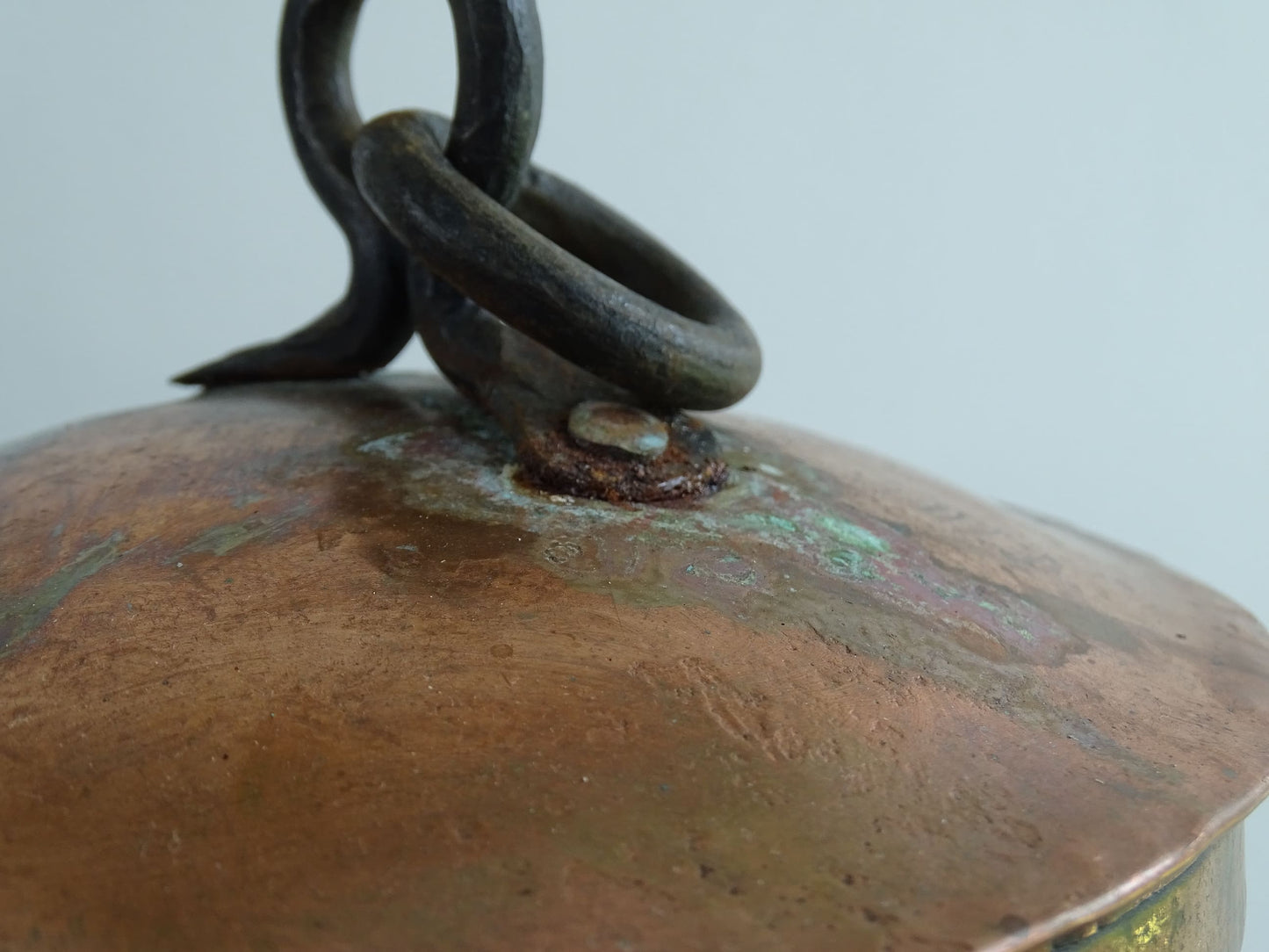 Antique French Copper Pot with Wrought Iron Handles