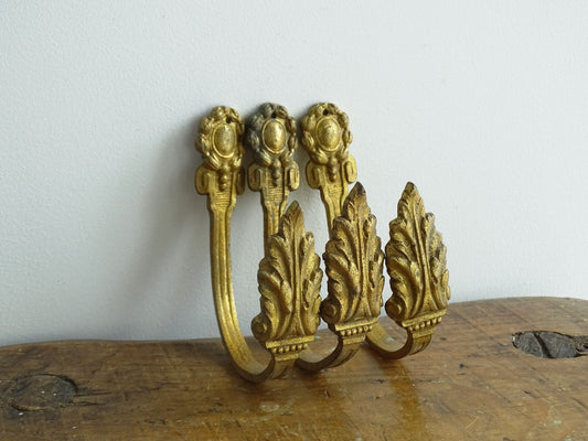 Trio of Antique Gilt Bronze French Hooks