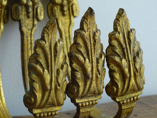 Trio of Antique Gilt Bronze French Hooks