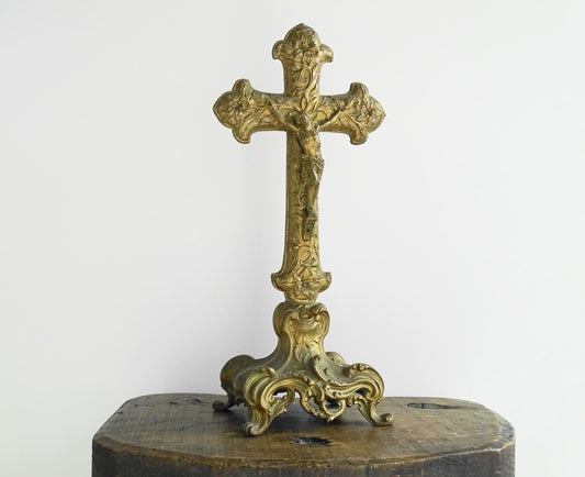 Antique French Gilt Metal Altar Cross