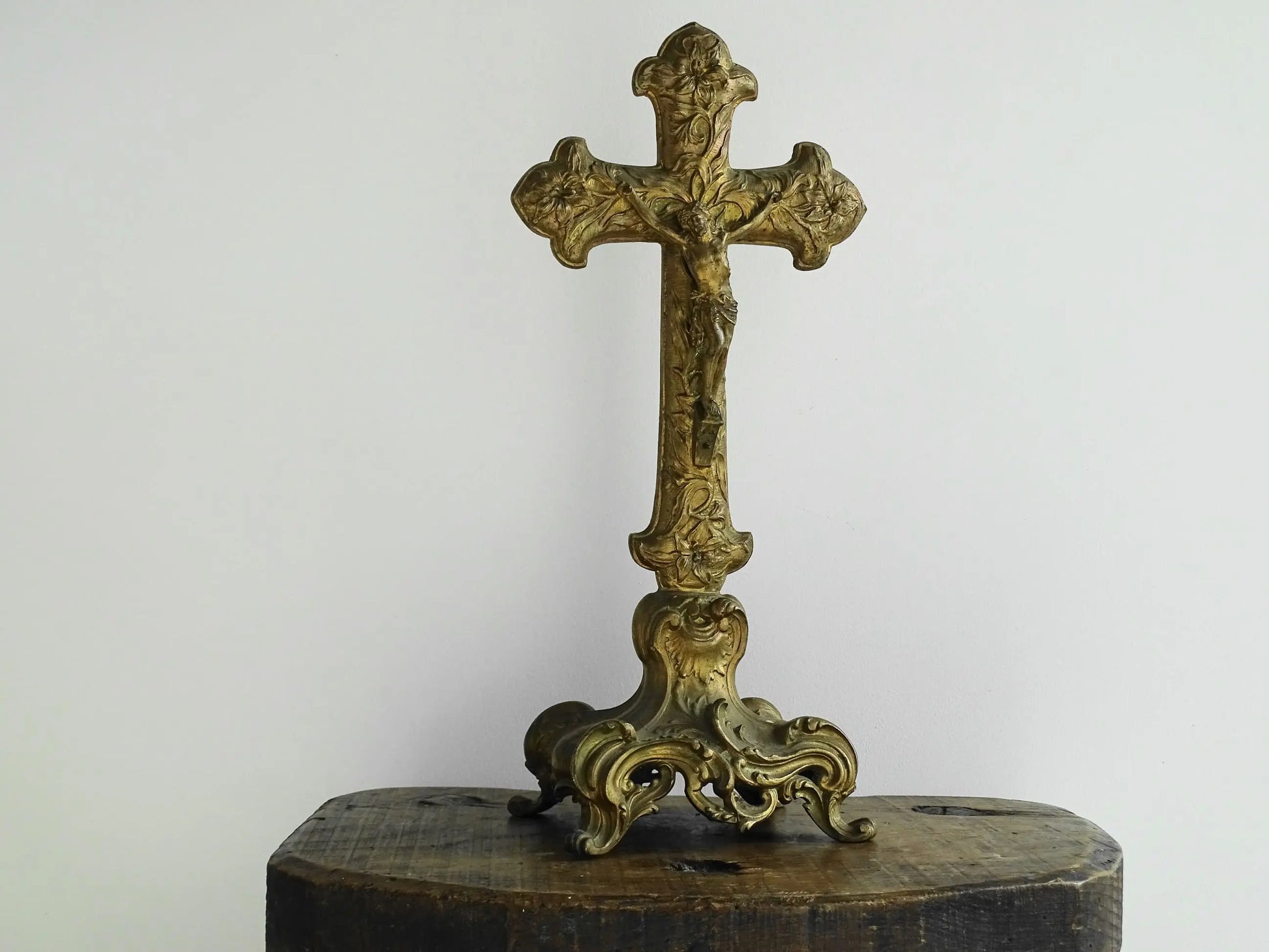 Antique French Gilt Metal Altar Cross