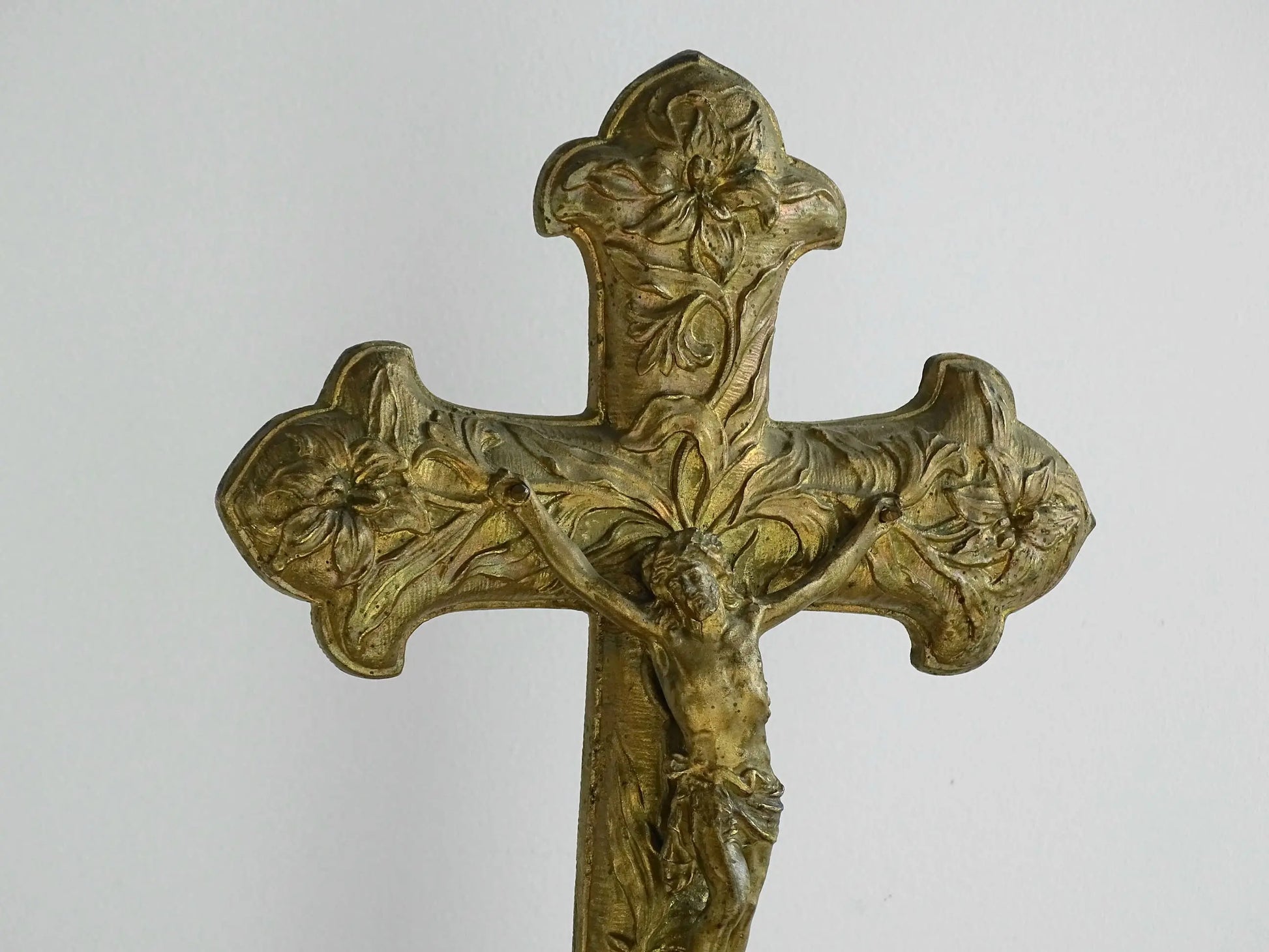 Antique French Gilt Metal Altar Cross