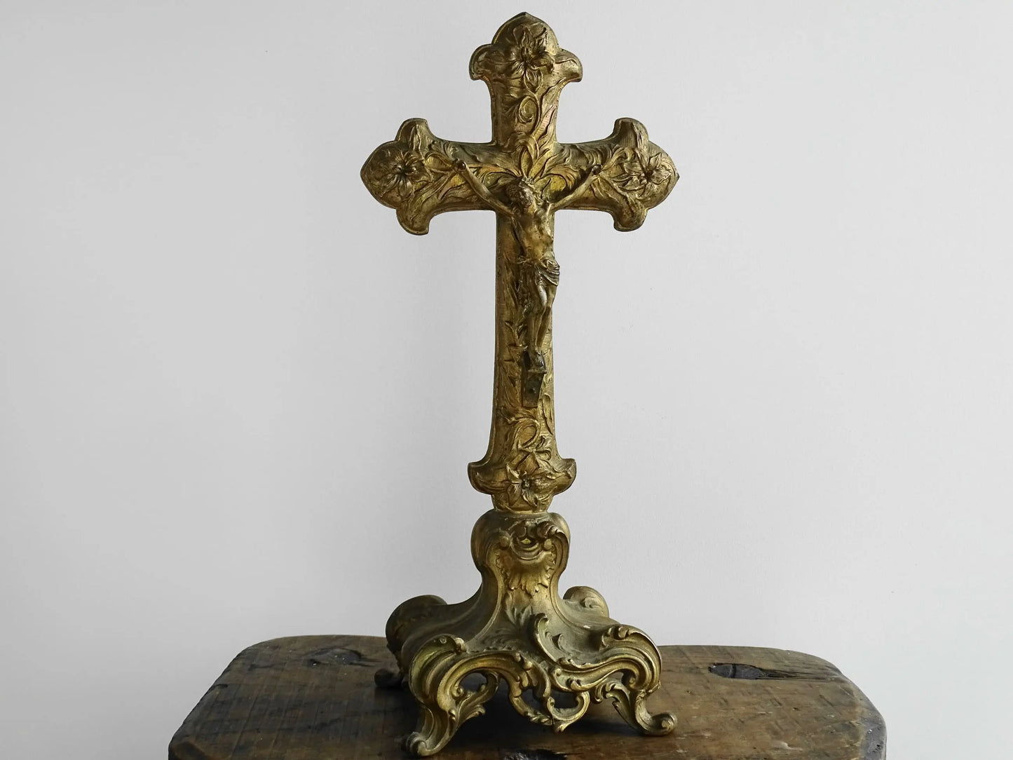 Antique French Gilt Metal Altar Cross