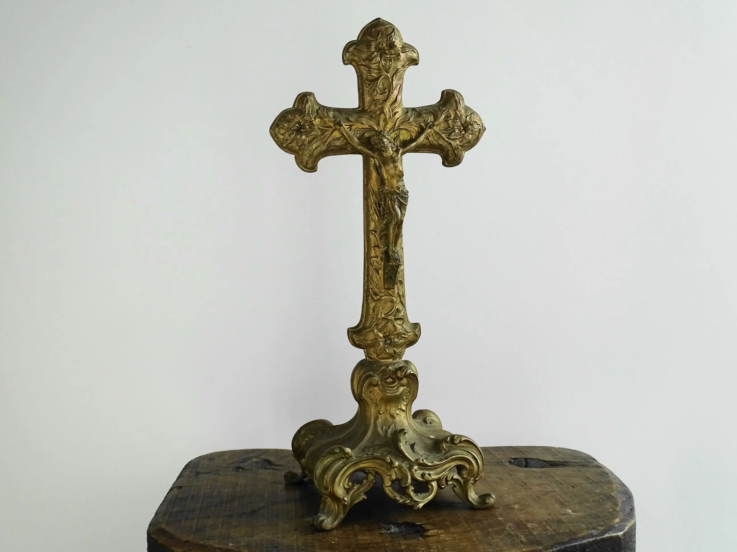 Antique French Gilt Metal Altar Cross