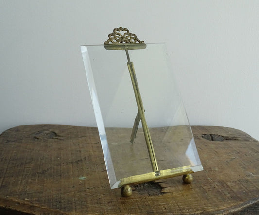 Antique French Glass Frame with Brass Bow